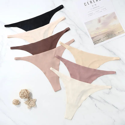 Ice Silk Seamless Panties For Women Soft Thin Band Thongs Woman Satin Underwear Female Bikini Panties String Tangas Mujer