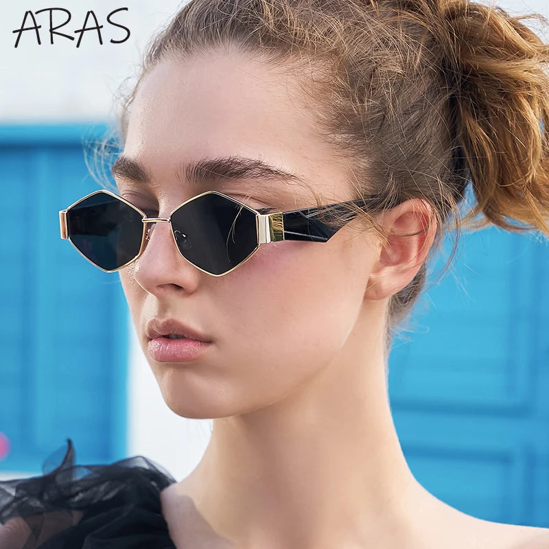 Fashion Hexagon Sunglasses Women 2024 Luxury Brand Design Unique Polygon Sun Glasses Men Vintage Small Frame Eyewear Shades